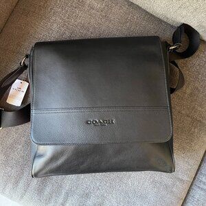 Coach Houston Map Bag F68015 Black Crossbody Black Antique Nickel NWT